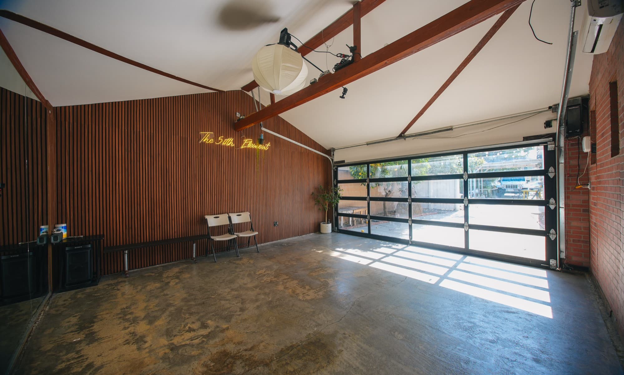 Garage Door + Wood Wall